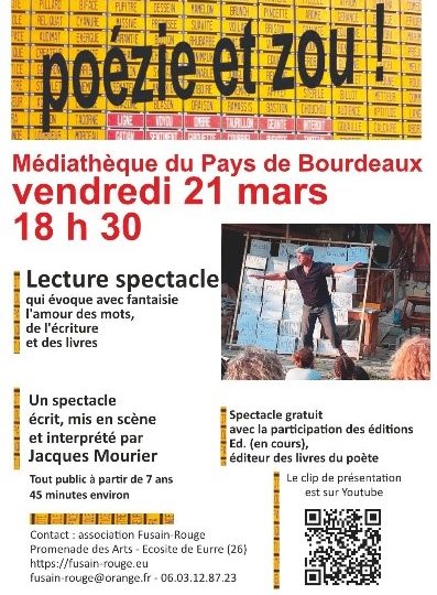 Lecture spectacle : Poésie et zou ! à Bourdeaux - 0